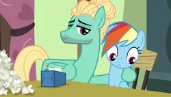 Size: 960x545 | Tagged: safe, derpibooru import, edit, edited screencap, screencap, rainbow dash, zephyr breeze, pegasus, pony, flutter brutter, the saddle row review, female, implied masturbation, male, mare, stallion, tissue, tissue box