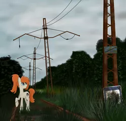 Size: 2028x1959 | Tagged: abandoned, artist:subway777, derpibooru import, forest, looking up, oc, oc:ray muller, power line, railroad, russia, safe, unofficial characters only