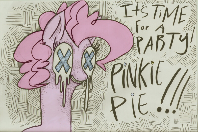 Size: 2336x1565 | Tagged: artist:ashesandpudding, derpibooru import, grimdark, pinkie pie, solo, wat