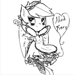 Size: 758x763 | Tagged: safe, artist:sapphire-kitty, derpibooru import, oc, oc:firebolt, unofficial characters only, pegasus, pony, black and white, clothes, crossdressing, grayscale, heart, maid, male, monochrome