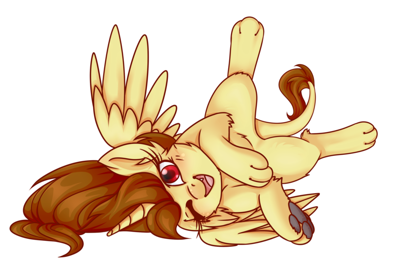 Size: 2601x1822 | Tagged: alicorn, alicorn oc, artist:ruef, bellyrubs, colored, cute, derpibooru import, diabetes, fangs, female, floppy ears, hybrid, looking at you, oc, ocbetes, oc:katya ironstead, on back, original species, paws, safe, simple background, solo, species swap, sphinx, sphinxified, sphinx oc, spreading, spread legs, spread wings, transparent background, underpaw, unofficial characters only, wink