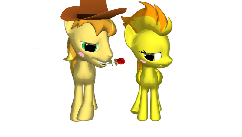 Size: 1024x582 | Tagged: 3d, artist:thunderflash101, braeburn, derpibooru import, female, male, safe, shipping, spitburn, spitfire, straight