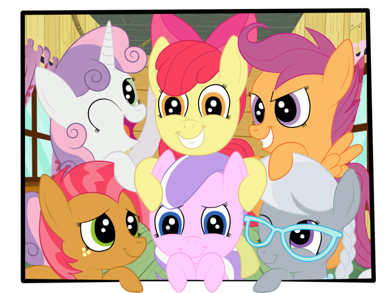 Size: 2592x1936 | Tagged: adorababs, adorabloom, apple bloom, artist:squipycheetah, babs seed, breaking the fourth wall, clubhouse, crusaderbetes, crusaders clubhouse, crusaders of the lost mark, cute, cutealoo, cutie mark crusaders, derpibooru import, diamondbetes, diamond tiara, diasweetes, fourth wall, happy, looking at you, looking up, missing accessory, one eye closed, open mouth, picture, picture frame, raised hoof, reformed, safe, scootaloo, silverbetes, silver spoon, simple background, smiling, spread wings, sweetie belle, teeth, transparent background, vector, waving, wink