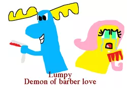 Size: 1036x716 | Tagged: 1000 hours in ms paint, blood, crappy art, crying, derpibooru import, edgy, engrish, evil grin, fluttershy, happy tree friends, lumpshy, lumpy, ms paint, parody, razor, safe, shipping, straight razor, stylistic suck, sweeney todd