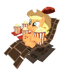 Size: 790x894 | Tagged: applejack, artist:ppptly, derpibooru import, food, no tail, popcorn, rancho relaxo, safe, solo, team fortress 2