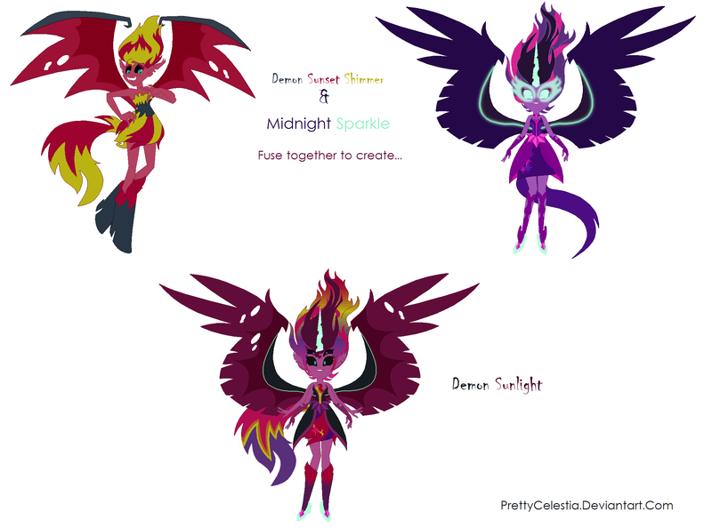 Size: 2232x1656 | Tagged: safe, artist:prettycelestia, derpibooru import, sci-twi, sunset shimmer, twilight sparkle, equestria girls, earth is doomed, equestria is doomed, fusion, gem fusion, midnight sparkle, multiple arms, multiple eyes, steven universe, sunset satan, the multiverse is doomed, we have become one, what has science done, xk-class end-of-the-world scenario