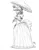 Size: 1200x1548 | Tagged: safe, artist:baron engel, derpibooru import, oc, oc:mint julep, unofficial characters only, anthro, anthro oc, bare shoulders, biceps, clothes, dress, gown, image, jpeg, monochrome, muscles, pencil drawing, sketch, solo, southern belle, strapless dress, traditional art, umbrella