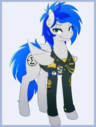 Size: 1600x2100 | Tagged: armband, artist:spazzykoneko, derpibooru import, eyeshadow, gauges, joule, makeup, military, military uniform, oc, oc:sapphire sights, piercing, safe, smug, solo, source needed, unofficial characters only