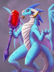 Size: 1200x1606 | Tagged: artist:keilinkzone, bloodstone scepter, derpibooru import, dragon, dragon lord ember, gauntlet of fire, princess ember, safe, solo