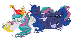 Size: 8000x4551 | Tagged: absurd resolution, artist:andypriceart, artist:brunursus, derpibooru import, idw, majestic as fuck, pet, philomena, princess celestia, princess luna, safe, simple background, tiberius, transparent background, vector