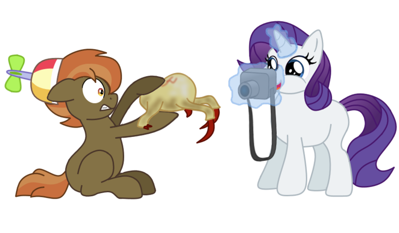 Size: 900x526 | Tagged: annie hall, artist:shimmersylph, buttonbetes, button mash, camera, crack shipping, cute, derpibooru import, female, filly, funny, half-life, headcrab, help me, magic, male, missing cutie mark, movie reference, photo, rarimash, rarity, rarity photographing a giant crab, safe, scared, shipping, simple background, straight, telekinesis, transparent background
