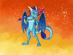 Size: 900x675 | Tagged: armor, artist needed, bloodstone scepter, derpibooru import, dragon, dragon lord ember, gauntlet of fire, prince ash, princess ember, rule 63, safe, solo