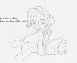 Size: 2896x2383 | Tagged: safe, artist:seenty, derpibooru import, rarity, pony, unicorn, belly, pencil drawing, preggity, pregnant, sensibly-proportioned pregnancy, solo, traditional art