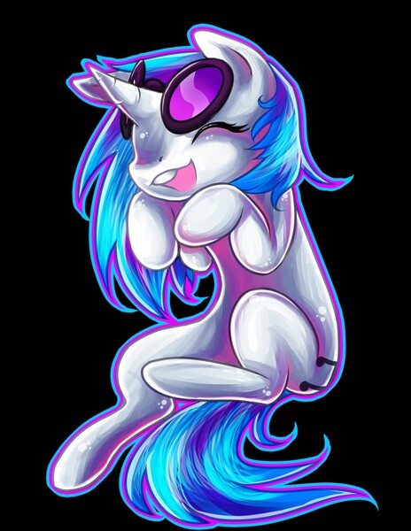 Size: 989x1280 | Tagged: artist:draikinator, cute, derpibooru import, eyes closed, safe, simple background, solo, vinylbetes, vinyl scratch