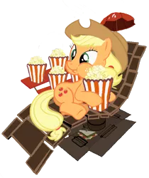 Size: 720x858 | Tagged: applejack, artist:ppptly, derpibooru import, food, popcorn, rancho relaxo, safe, sandvich, team fortress 2