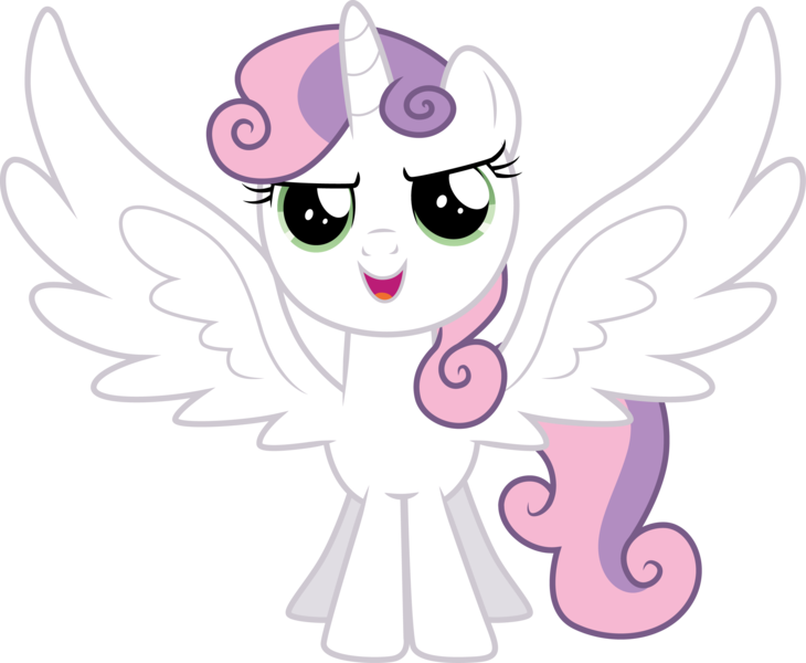 Size: 3013x2476 | Tagged: safe, artist:cloudyglow, derpibooru import, sweetie belle, alicorn, pony, race swap, simple background, solo, sweetiecorn, transparent background, vector