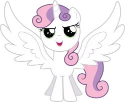 Size: 3013x2476 | Tagged: safe, artist:cloudyglow, derpibooru import, sweetie belle, alicorn, pony, race swap, simple background, solo, sweetiecorn, transparent background, vector