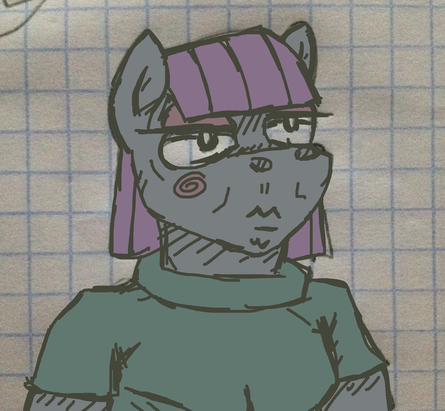 Size: 2038x1882 | Tagged: safe, artist:grinwild, derpibooru import, maud pie, anthro, graph paper, solo