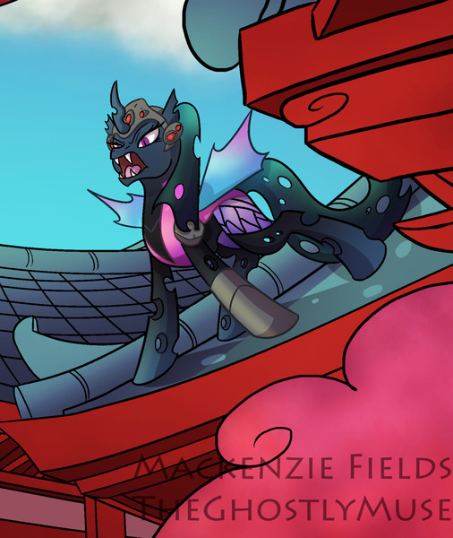 Size: 1280x1517 | Tagged: artist:ghostlymuse, changeling, clothes, crossover, derpibooru import, overwatch, ponified, safe, widowmaker