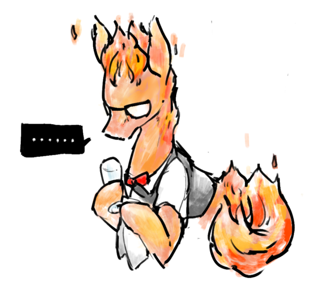 Size: 805x775 | Tagged: safe, artist:toki, derpibooru import, ponified, ..., clothes, grillby, solo, undertale