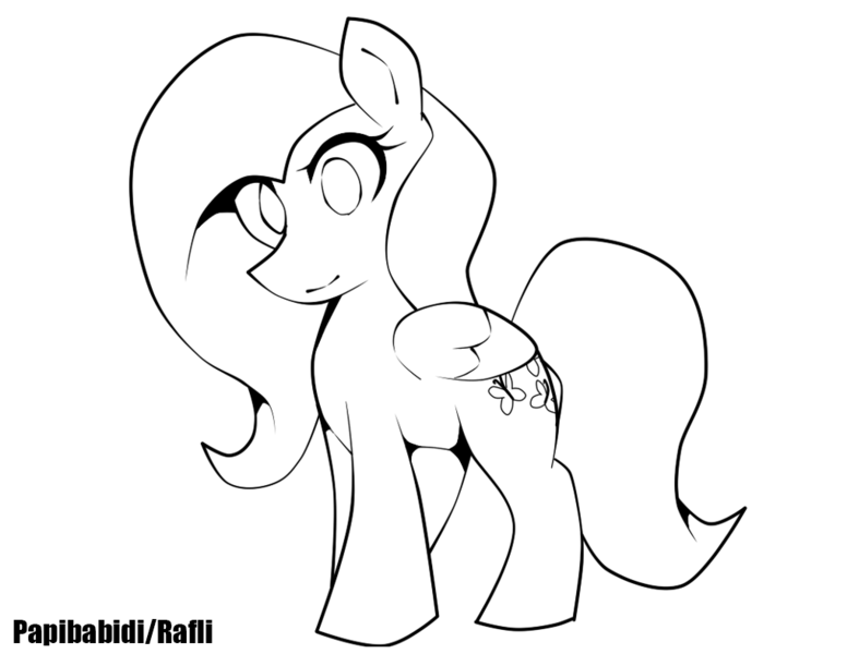 Size: 1017x786 | Tagged: artist:papibabidi, derpibooru import, fluttershy, lineart, monochrome, safe, solo