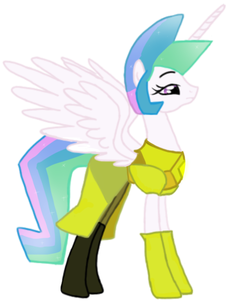 Size: 717x954 | Tagged: safe, artist:tsundra, derpibooru import, princess celestia, pony, crossover, female, mare, simple background, solo, steven universe, transparent background, yellow diamond (steven universe)