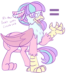 Size: 1315x1434 | Tagged: safe, artist:lockhe4rt, derpibooru import, starlight glimmer, gryphon, the cutie map, drawthread, equal cutie mark, equal sign, griffonized, /mlp/, open mouth, simple background, solo, species swap, transparent background, vulgar