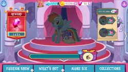 Size: 1280x720 | Tagged: clothes, crack is cheaper, derpibooru import, dress, gameloft, rainbow dash, rainbow dash always dresses in style, safe, vip, why gameloft why