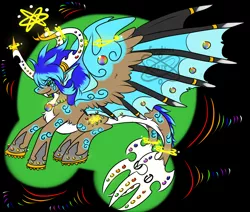 Size: 1300x1102 | Tagged: safe, artist:sapphirus, derpibooru import, oc, ponified, unofficial characters only, dragon, elemental, hybrid, pony, colorful, divine, dragoness, female, gem, goddess, horns, mare, mary sue, mix, overpowered, solo