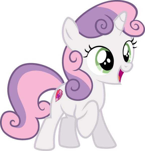 Size: 2108x2191 | Tagged: artist:sirwarluscake, backwards cutie mark, cute, cutie mark, dead source, derpibooru import, diasweetes, open mouth, raised hoof, safe, simple background, solo, sweetie belle, the cmc's cutie marks, transparent background, vector