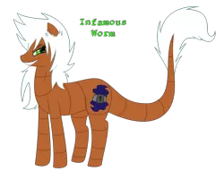 Size: 1348x1082 | Tagged: safe, artist:xxinfamouswormxx, derpibooru import, oc, oc:infamous worm, unofficial characters only, earth pony, hybrid, pony, worm, evil, smirk, solo