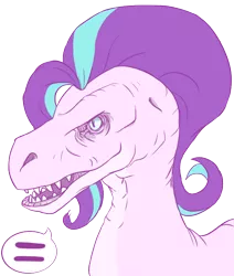 Size: 588x695 | Tagged: artist:lockhe4rt, derpibooru import, dinosaur, dinosaurified, drawthread, equality, /mlp/, safe, simple background, solo, species swap, speech bubble, starlight glimmer, transparent background