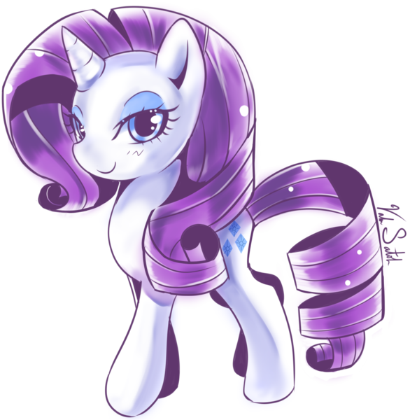 Size: 1054x1080 | Tagged: safe, artist:banzatou, derpibooru import, rarity, pony, unicorn, blushing, cute, female, looking at you, mare, raribetes, signature, simple background, smiling, solo, transparent background