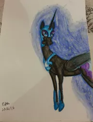 Size: 1958x2554 | Tagged: artist:lizzyisme, derpibooru import, nightmare moon, safe, solo, traditional art