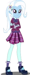 Size: 568x1405 | Tagged: safe, artist:skyla-strings, derpibooru import, edit, trixie, equestria girls, alternate universe, bad edit, clothes, crystal prep academy uniform, remake, school uniform, simple background, solo, transparent background, vector