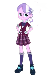 Size: 752x1063 | Tagged: safe, artist:skyla-strings, derpibooru import, diamond tiara, equestria girls, alternate universe, clothes, crystal prep academy uniform, school uniform, solo