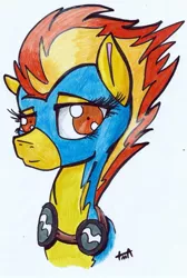 Size: 733x1089 | Tagged: artist:pepperscratch, clothes, derpibooru import, safe, solo, spitfire, traditional art, wonderbolts uniform