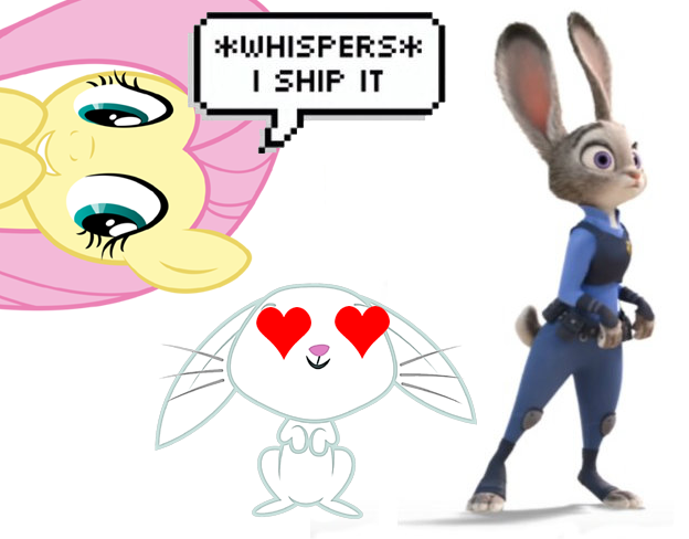 Size: 624x488 | Tagged: angel bunny, crossover, derpibooru import, fluttershy, judy hopps, safe, shipping, zootopia