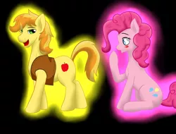 Size: 2500x1900 | Tagged: artist:lordzid, blushing, braeburn, braepie, derpibooru import, female, male, pinkie pie, shipping, straight, suggestive