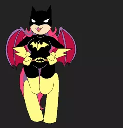 Size: 444x462 | Tagged: artist:/d/non, batwoman, clothes, costume, derpibooru import, oc, oc:murmur, offspring, parent:oc:arrhythmia, safe, satyr, solo, unofficial characters only