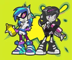 Size: 614x510 | Tagged: safe, artist:rvceric, derpibooru import, octavia melody, vinyl scratch, monster pony, octopony, equestria girls, clothes, converse, jet grind radio, jet set radio, jet set radio future, octaviapus, octoling, pun, shoes, sneakers, species swap, splatoon