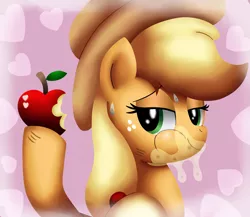 Size: 1500x1302 | Tagged: apple, applejack, artist:king-sombrero, derpibooru import, eating, food, safe, scene interpretation, simple ways, solo