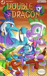 Size: 1200x1920 | Tagged: artist:berrypawnch, beefspike, bloodstone scepter, box art, crackle, derpibooru import, double dragon, dragon, garble, nintendo, nintendo entertainment system, parody, princess ember, rarity, safe, spike, twilight sparkle, video game cover