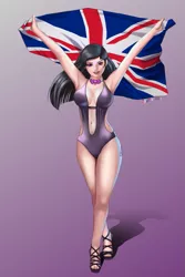 Size: 875x1313 | Tagged: suggestive, artist:jay156, derpibooru import, octavia melody, human, armpits, belly button, bowtie, breasts, brexit, britain, britavia, british, busty octavia, cleavage, clothes, female, flag, grin, high heels, humanized, looking at you, mouthpiece, navel cutout, one-piece swimsuit, open-back swimsuit, sexy, smiling, solo, solo female, stupid sexy octavia, swimsuit, swimsuit babe, union jack, united kingdom, wide hips