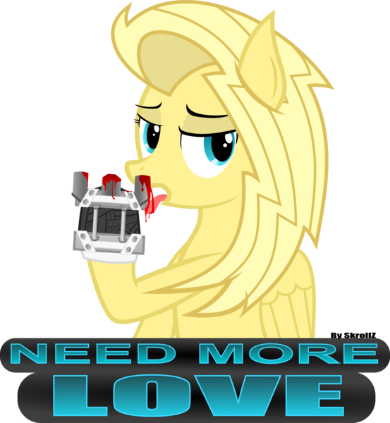 Size: 4676x5074 | Tagged: semi-grimdark, artist:skrollz, derpibooru import, oc, oc:psychoshy, unofficial characters only, fallout equestria, fallout equestria: project horizons, absurd resolution, blood, licking, need more love, power hoof, tongue out