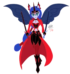 Size: 3300x3510 | Tagged: safe, artist:e-e-r, derpibooru import, princess luna, equestria girls, reflections, belly button, breasts, cleavage, dark mirror universe, equestria girls-ified, evil counterpart, evil luna, female, midriff, ponied up, simple background, solo, sword, transparent background, vice principal luna, weapon