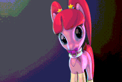 Size: 720x480 | Tagged: safe, artist:durpy337, derpibooru import, pacific glow, earth pony, pony, 3d, animated, blinking, cute, ear twitch, female, glowbetes, gradient background, head tilt, looking at you, mare, mouth hold, pacifier, smiling, solo, source filmmaker, tail wag