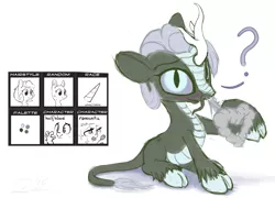 Size: 1926x1388 | Tagged: artist:stillwaterspony, blushing, cloven hooves, derpibooru import, dracony, female, hybrid, kirin, oc, pony randomizer challenge, question, rough, safe, sketchy, smoke, smoke rings, unofficial characters only, unshorn fetlocks