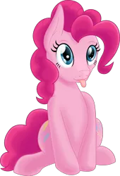 Size: 3000x4417 | Tagged: safe, artist:theshadowstone, derpibooru import, pinkie pie, :p, absurd resolution, both cutie marks, cute, diapinkes, looking up, simple background, sitting, smiling, solo, tongue out, transparent background