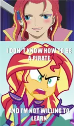 Size: 1407x2416 | Tagged: safe, derpibooru import, edit, edited screencap, screencap, sunset shimmer, equestria girls, friendship games, caption, desire, exploitable meme, image macro, meme, one piece, sunset is not willing to learn